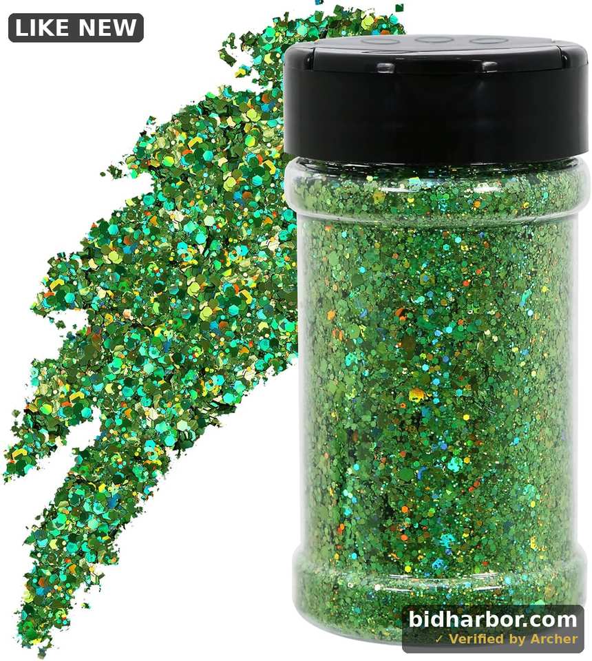 TORC Purpurina holográfica Verde Salvia de 4 onzas, Purpurina Gruesa de a Granel para Manualidades con Resina, decoración de Festivales, 4 onzas Verde Salvia holográfico