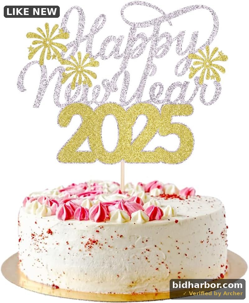 Happy New Year Cake Topper-black Glitter 2026 New Year's Eve Party, Hello 2026, Cheers 2026 Welcome to 2026 party decorations