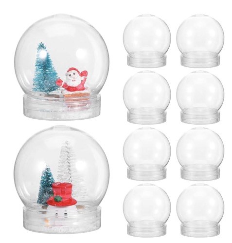 10pcs Clear DIY Water Globes with Cap for Crafts Mini Snow Globes Kit for Decorations Fillable Ball Shape for Holiday Projects and Home Decor