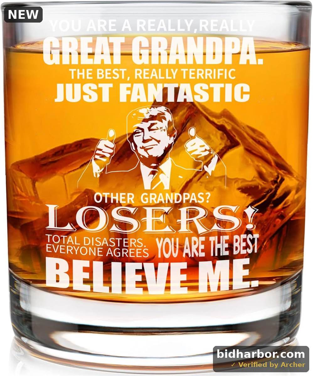 Grandpa Whisky Glass Birthday Gifts for Grandpa from Grandkids 11Oz Whisky Gift for Grandpas Fathers Day Drinking Glass Present for Grandfather from Granddaughter