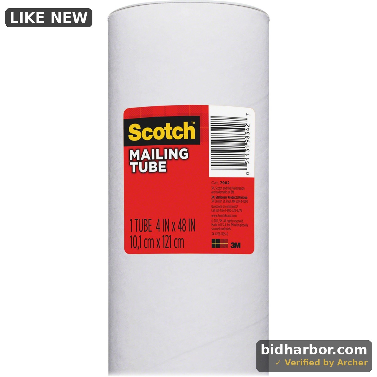 Scotch Mailing Tube 48-in Long 4-in Diameter White 12/Carton