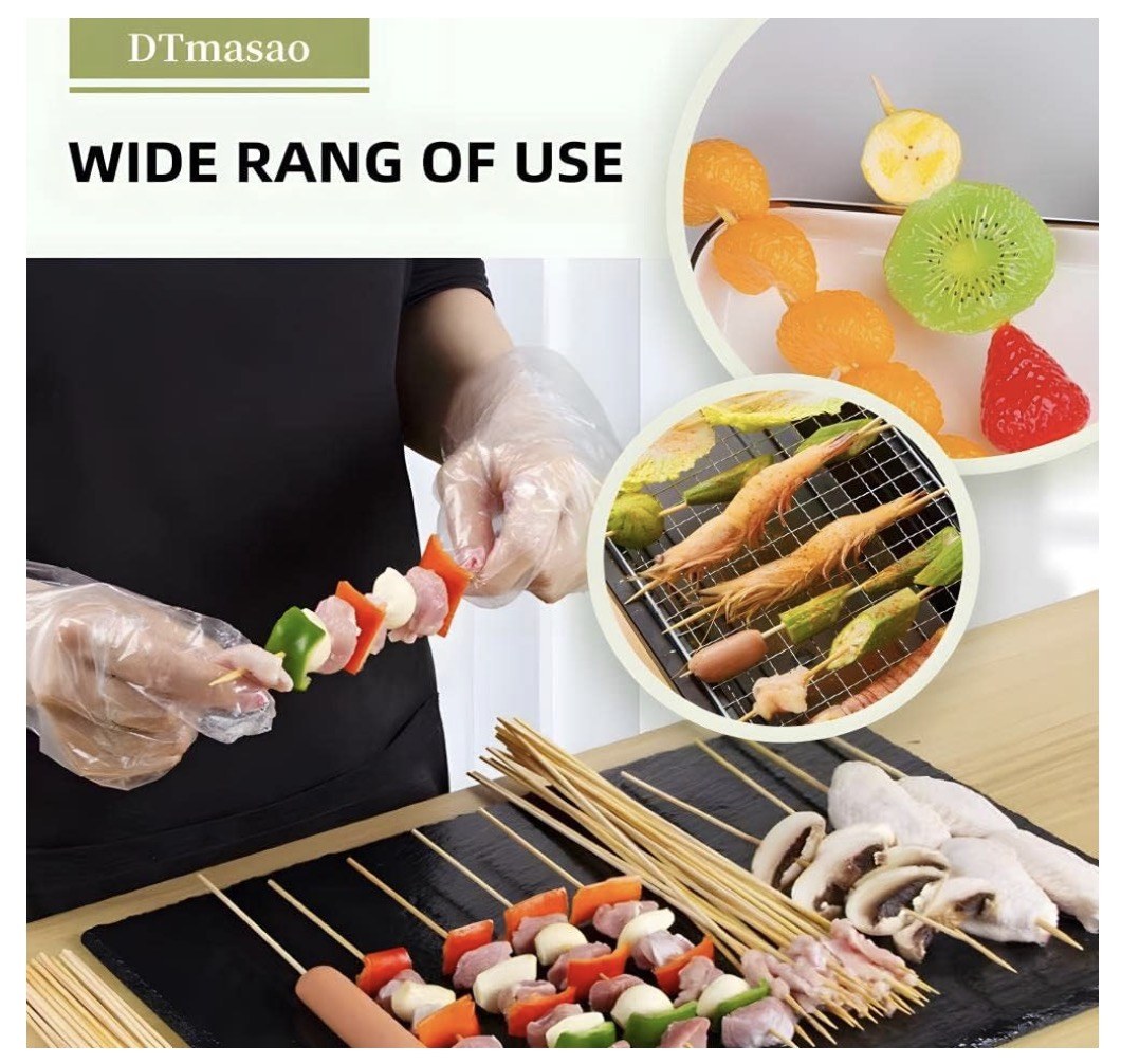 200PCS 8 inch Bamboo Skewers for wooden sticks， BBQ，Appetiser，Fruit，Cocktail，Kabob，Chocolate Fountain，Grilling，Kitchen，crafting and Party