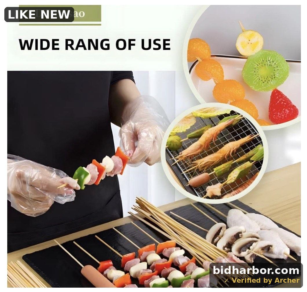 200PCS 8 inch Bamboo Skewers for wooden sticks， BBQ，Appetiser，Fruit，Cocktail，Kabob，Chocolate Fountain，Grilling，Kitchen，crafting and Party