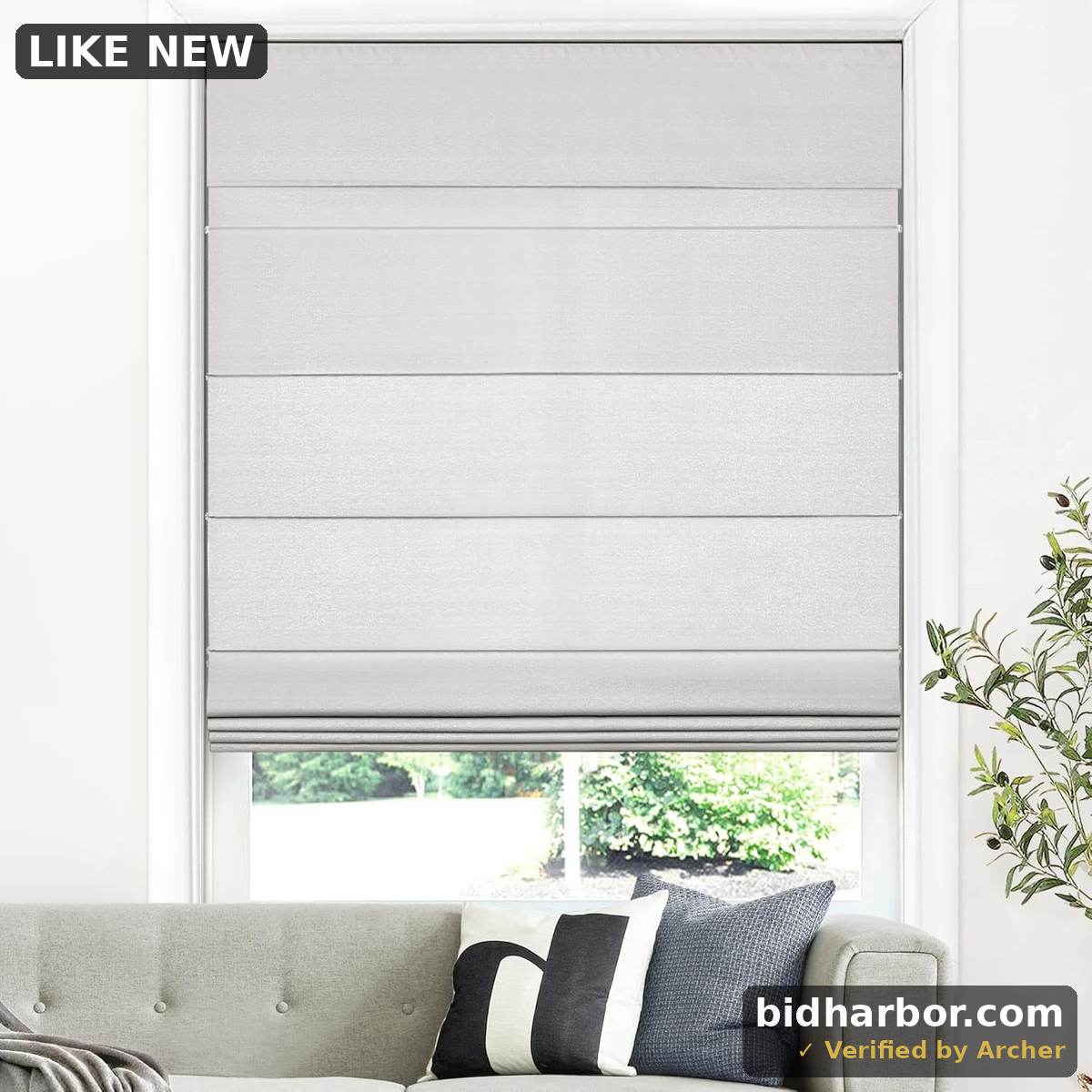 Cordless Roman Shades for Windows, Light Filtering Thermal Insulated Window Blinds, Lightweight Fabric Blinds for Indoor Windows, 41" W x 60" H, White
