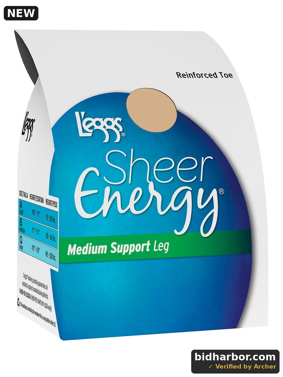 L Eggs Sheer Energy Regular Reinforced Toe Pantyhose 6-Pack Nude B Women S - Pack of 6