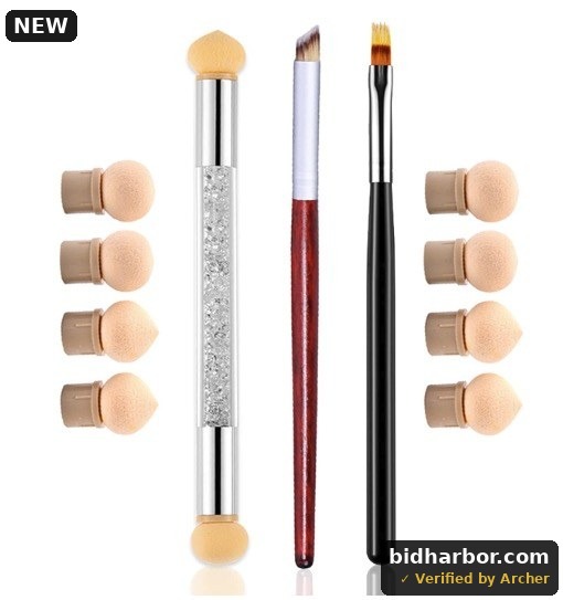 Eudaicful 8Pcs Ombre Nail Brush Set: 3 Nail Ombre Brushes 1 French Nail Stickers 4 Replaceable Sponge Heads For Gel Nails Acrylic Nails Set French Nail Art Brushes Manicure DIY Tools For Nail Art