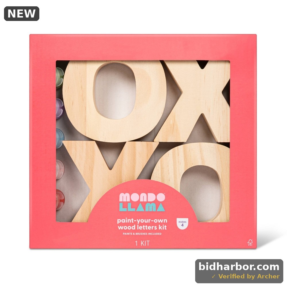 Mondo Llama Paint-Your-Own Valentine's Day XOXO Wood Kit, 4-Pack