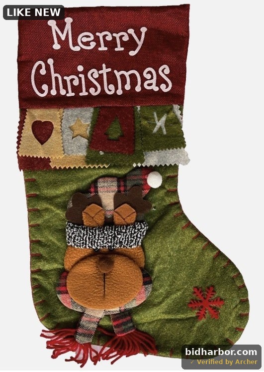 Christmas Reindeer Stocking 18.5 in by 11.5 in