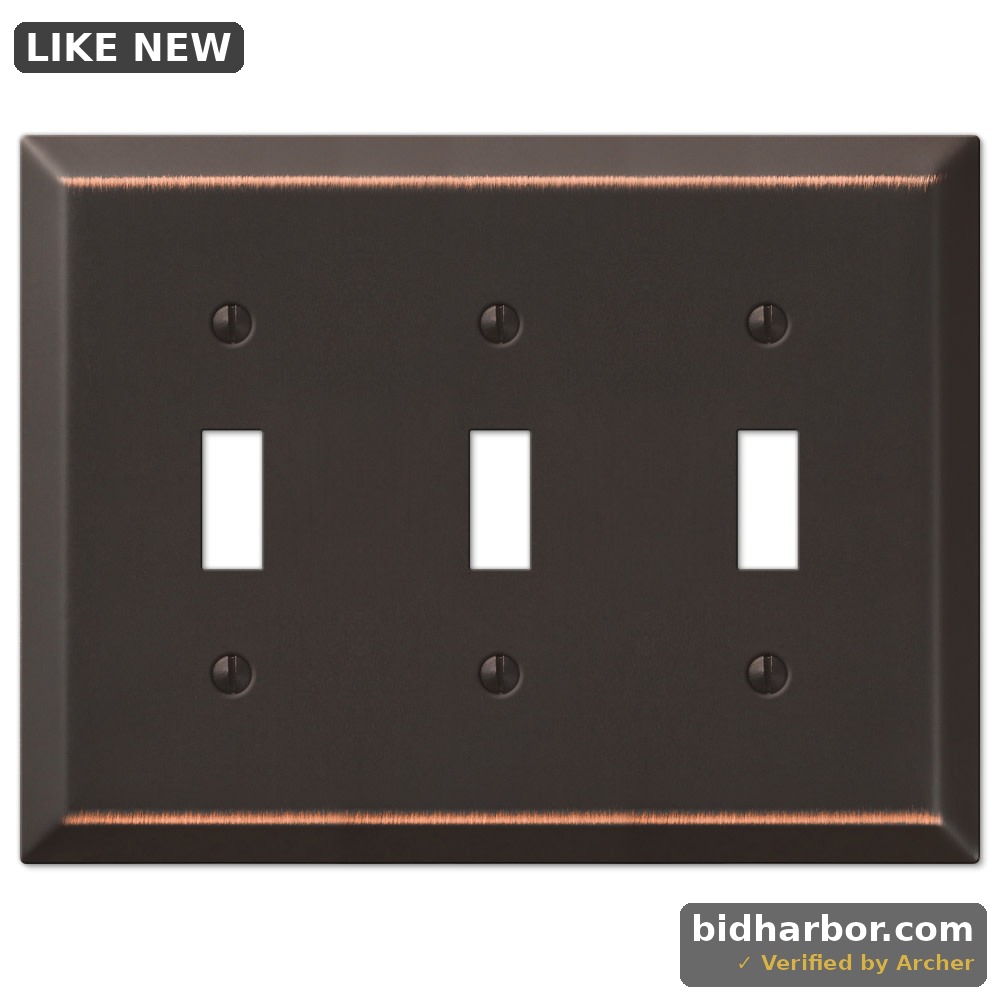 Metallic 3 Gang Toggle Steel Wall Plate - Aged Bronze