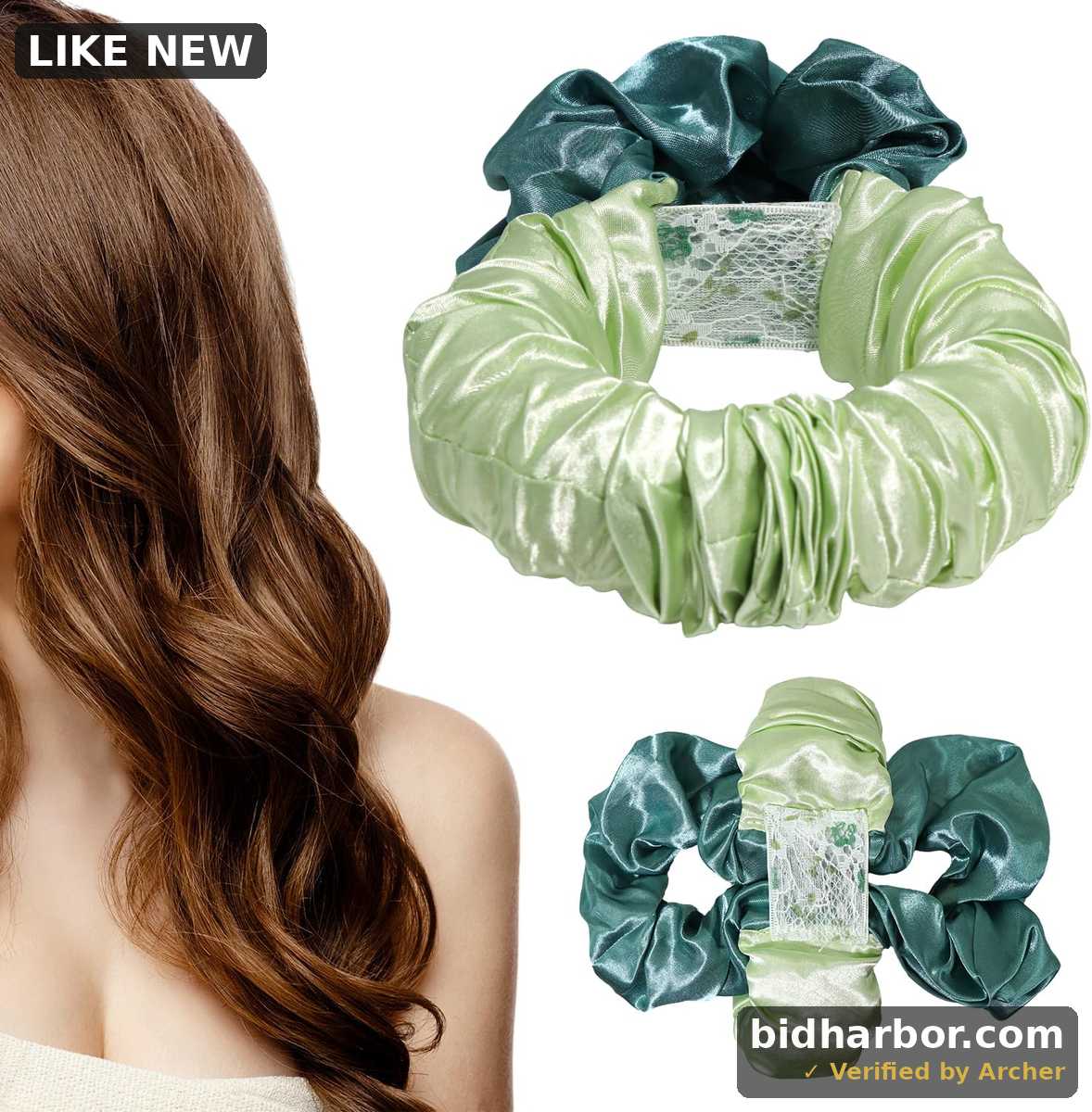 Heatless Hair Curler, Hair Curlers Overnight to Sleep In, Heatless Curling Scrunchie for Women Soft Silk Lazy Rollers Headband for Long Hair Overnight (Green, 1PCS)