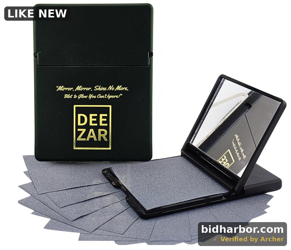Premium Oil Blotting Sheets for Face with Compact Mirror Case, Bamboo Charcoal – Ultra-Absorbent, Portable, Makeup-Friendly, 50 Thick Sheets for Oily Skin, Men & Women, Ideal for Quick Oil Control