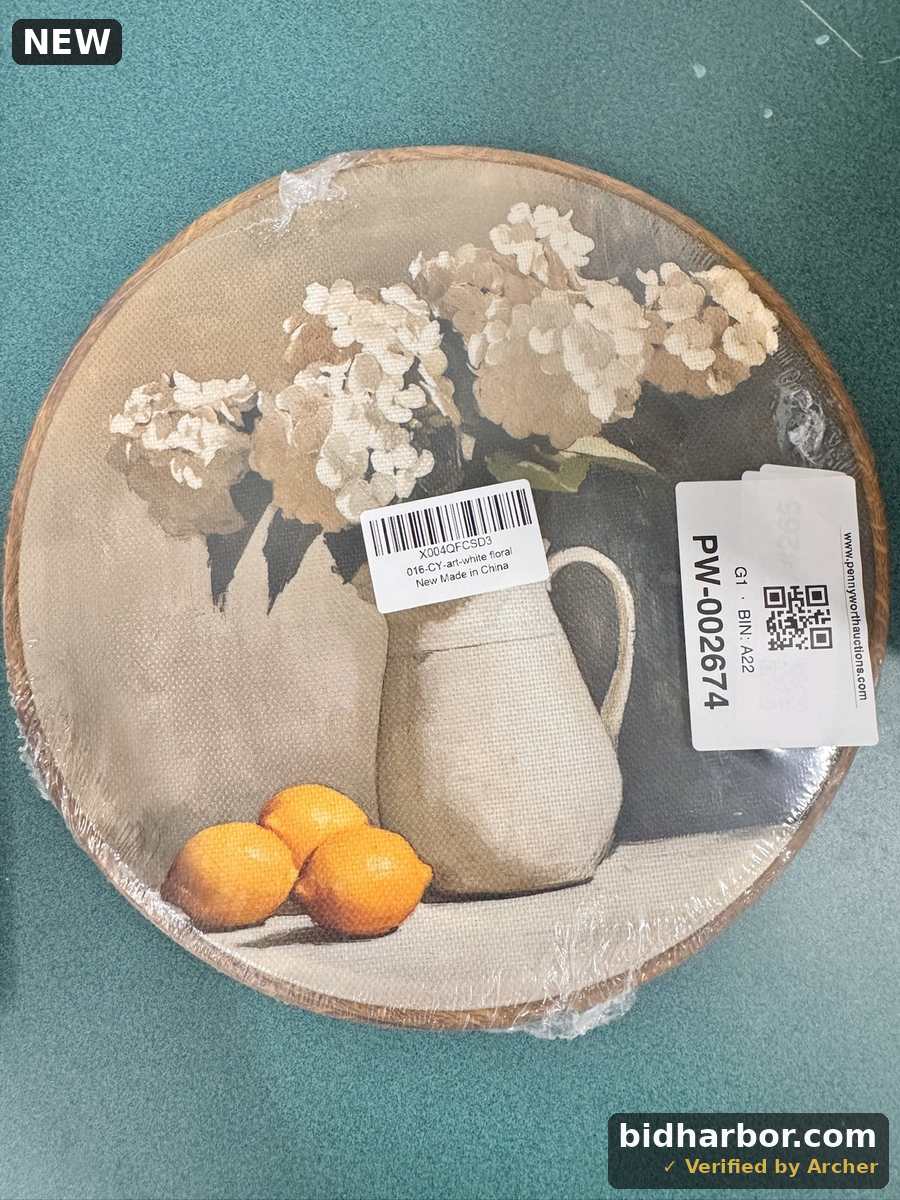 New Round Floral Lemon Vase Wall Art – Rustic Farmhouse Kitchen Decor