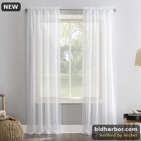 No. 918 Erica Crushed Sheer Voile Rod Pocket Window Curtain, White