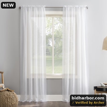 No. 918 Erica Crushed Sheer Voile Rod Pocket Window Curtain, White