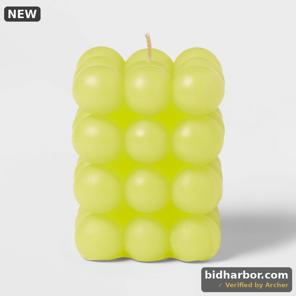 3.5" Unscented Bubble Sculpted Candle Electric Yellow 12oz - Opalhouse: Bohemian Decor, 30hr Burn Time