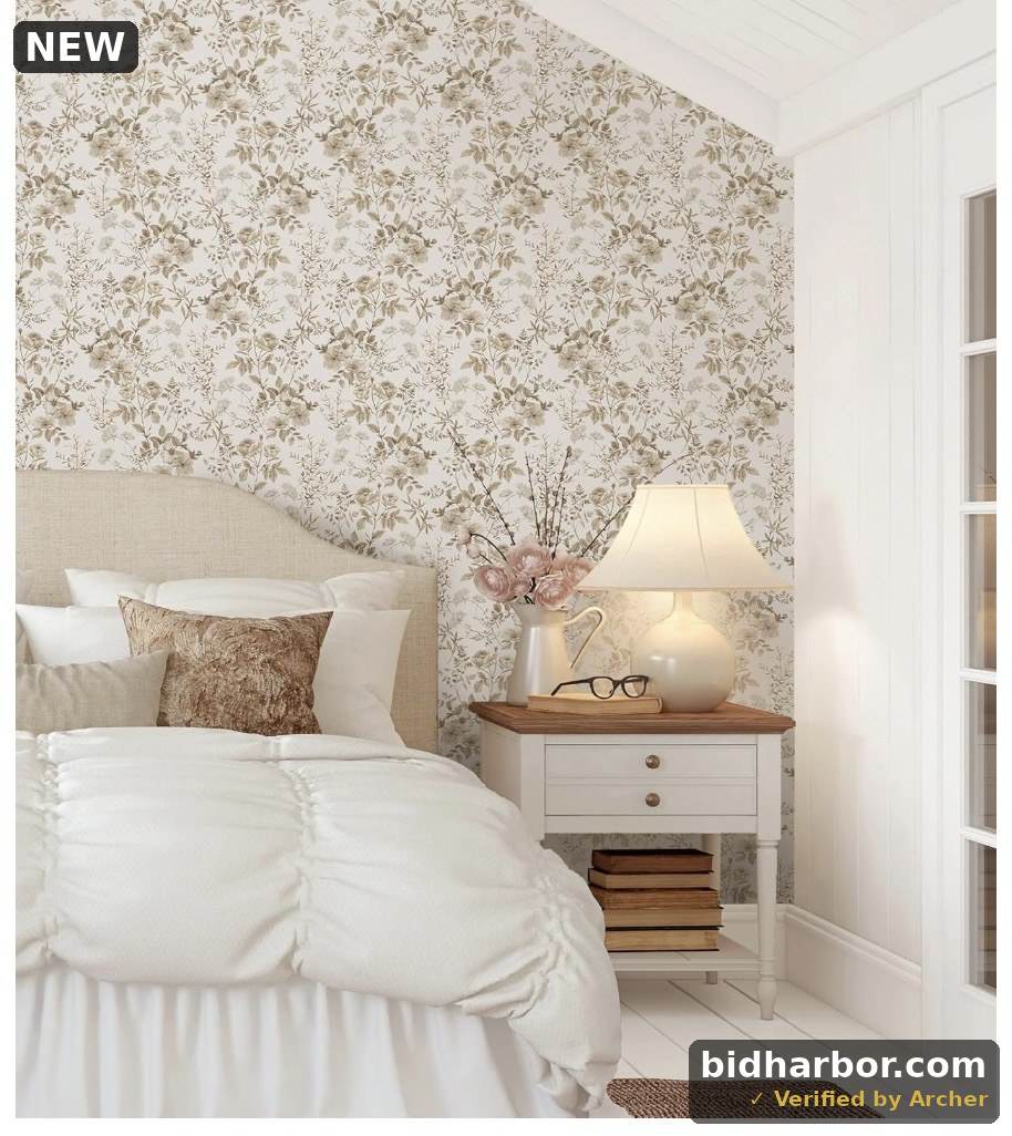 Erfoni 16.9"x197" Boho Floral Wallpaper Floral Peel and Stick Contact Paper Vintage Removable Wallpaper Flower and Leaf Self Adhesive Wall Paper for Livingroom Accent Wall Deocr DIY