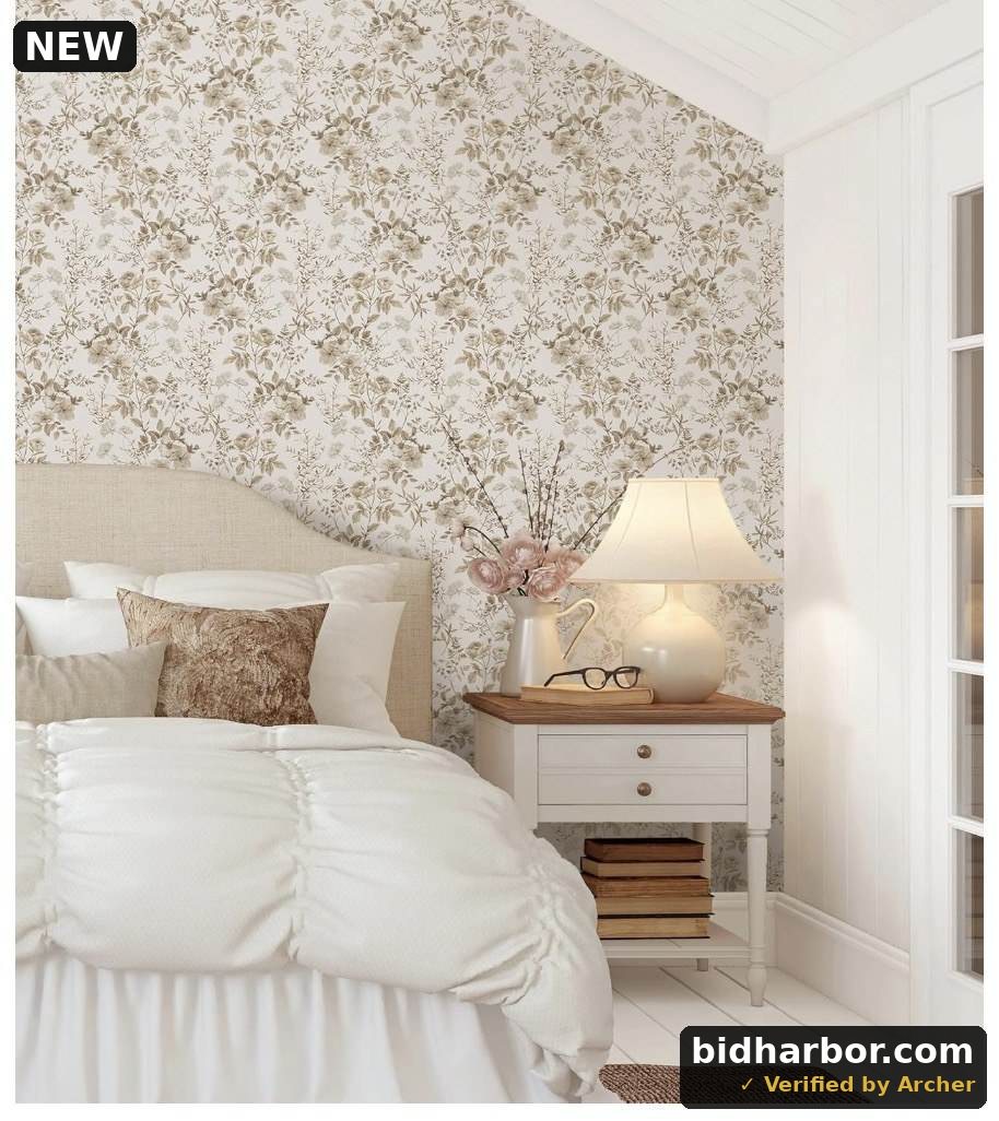 Erfoni 16.9"x197" Boho Floral Wallpaper Floral Peel and Stick Contact Paper Vintage Removable Wallpaper Flower and Leaf Self Adhesive Wall Paper for Livingroom Accent Wall Deocr DIY