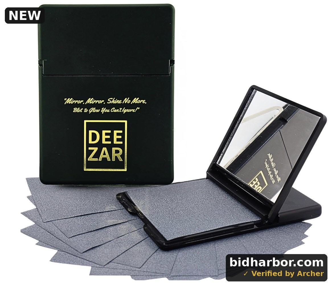 Premium Oil Blotting Sheets for Face with Compact Mirror Case, Bamboo Charcoal – Ultra-Absorbent, Portable, Makeup-Friendly, 50 Thick Sheets for Oily Skin, Men & Women, Ideal for Quick Oil Control