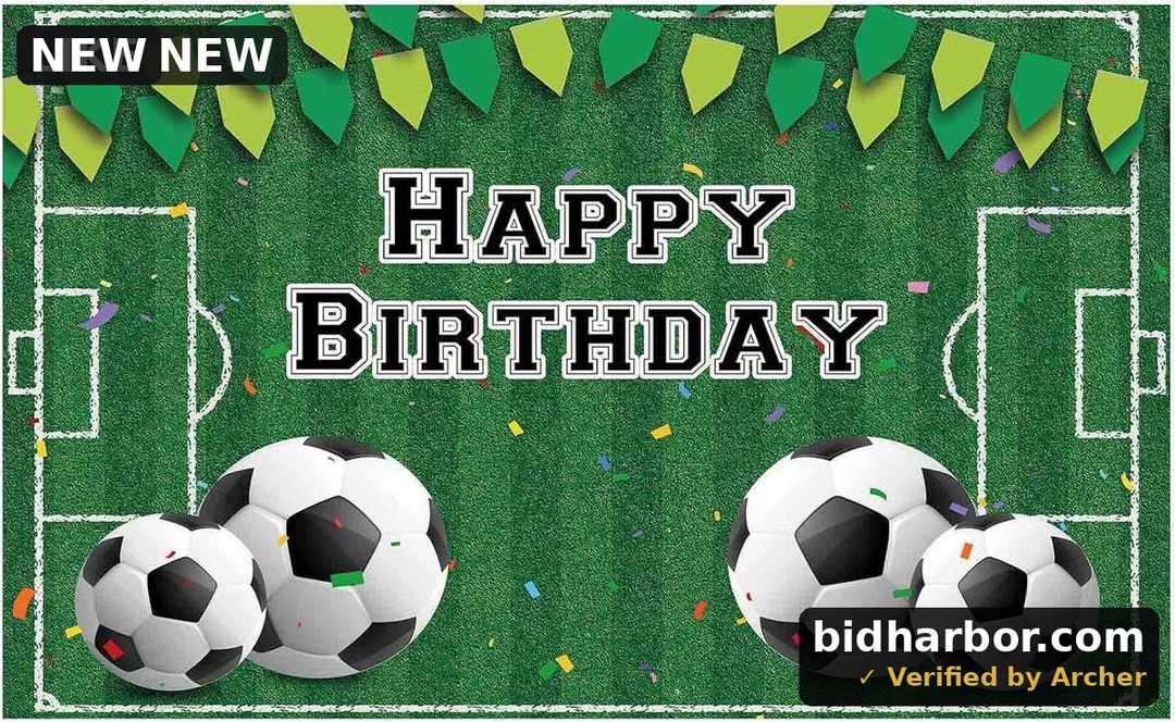 Allenjoy Soccer Theme Happy Birthday Backdrop Sports Football Field Photography Background for Kids Children Boys Newborn Baby Shower Birthday Party Decor Banner Portrait Photo Booth Props