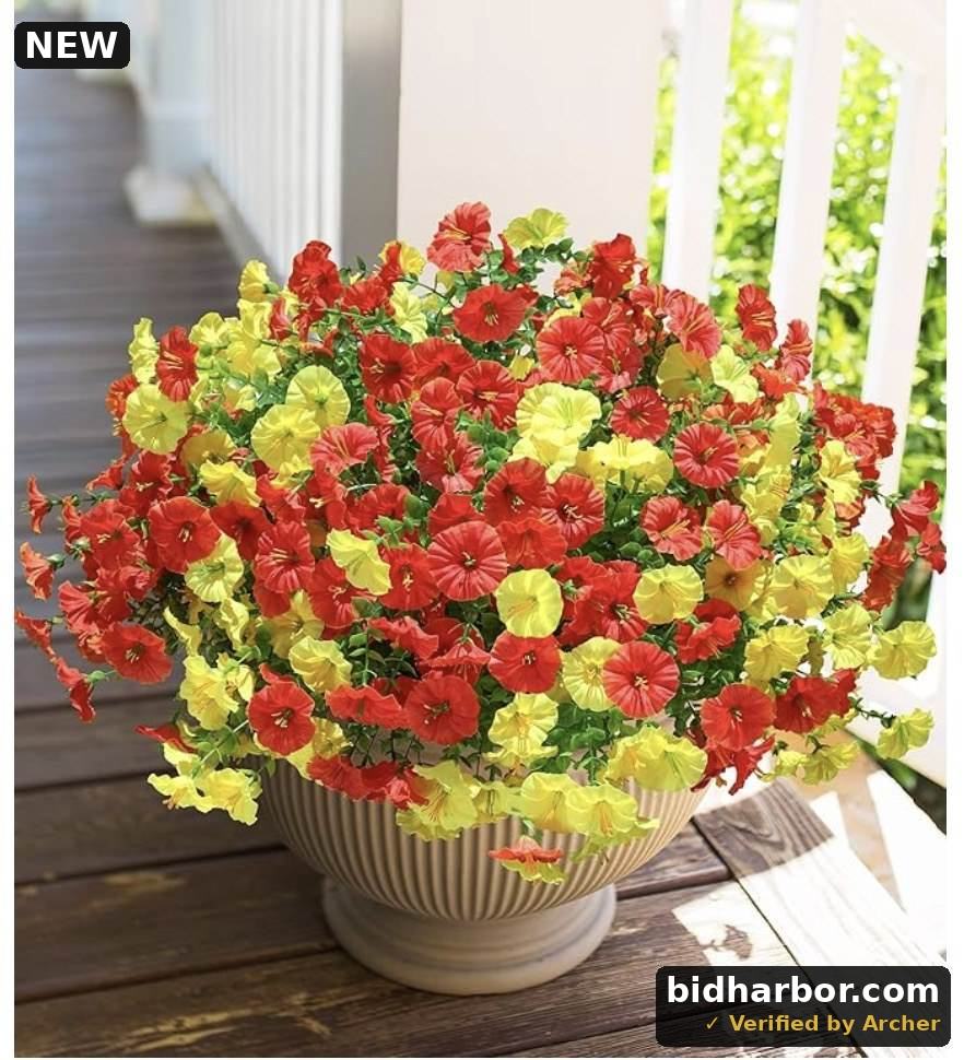 Alupssuc 4PCS Artificial Fall Mums Flowers for Outdoors Decoration,UV Resistant Fake Hanging Plants Faux Silk Morning Glory for Autumn Decor Home Outside Gardens Porch Yard Wall,Orange Yellow Brown