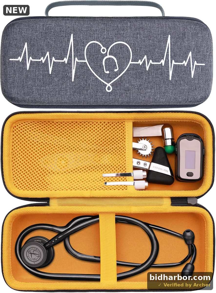 LTGEM Stethoscope Case for 3M Littmann Cardiology III,II,IV,3M Littmann Master Cardiology/MDF MDOne Stainless Steel Stethoscope Nurse Accessories and Medical Equipment (Grey Outer+Yellow Inner)- Case Only