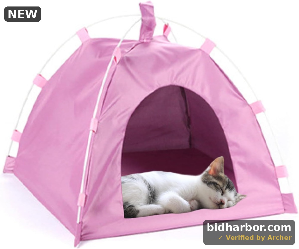 Wear-Resisting Cat Tent Outdoor/Indoor Summer Cats Cave Bed Portable with Mat for Indoor Cats and Small Dogs 15X15X14 Inches (Pink)