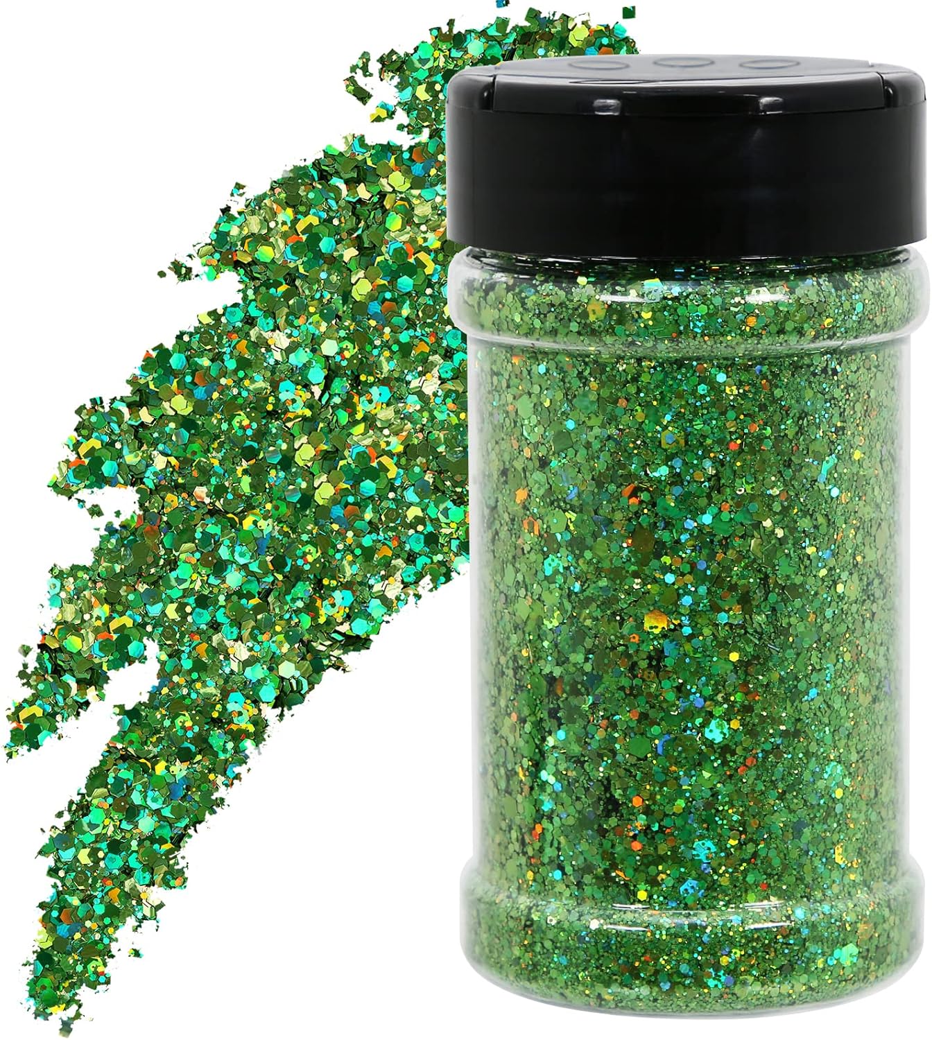 TORC Purpurina holográfica Verde Salvia de 4 onzas, Purpurina Gruesa de a Granel para Manualidades con Resina, decoración de Festivales, 4 onzas Verde Salvia holográfico