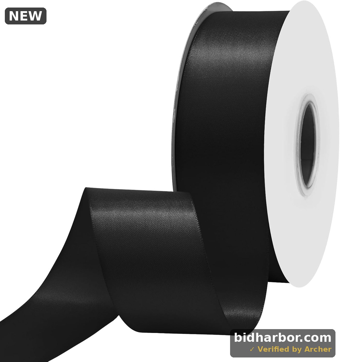 Black Satin Ribbon 1 1/2 Inch x 50 Yards Double Faced Silk Ssatin Ribbon for Gift Wrapping, Flower Bouquet, Wreaths, Cuuting, Wedding, Ceremony Kit Decoration