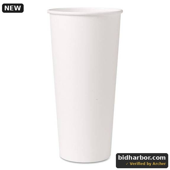 25 Pack Single-Sided Poly Paper Hot Cups, 24 Oz, White