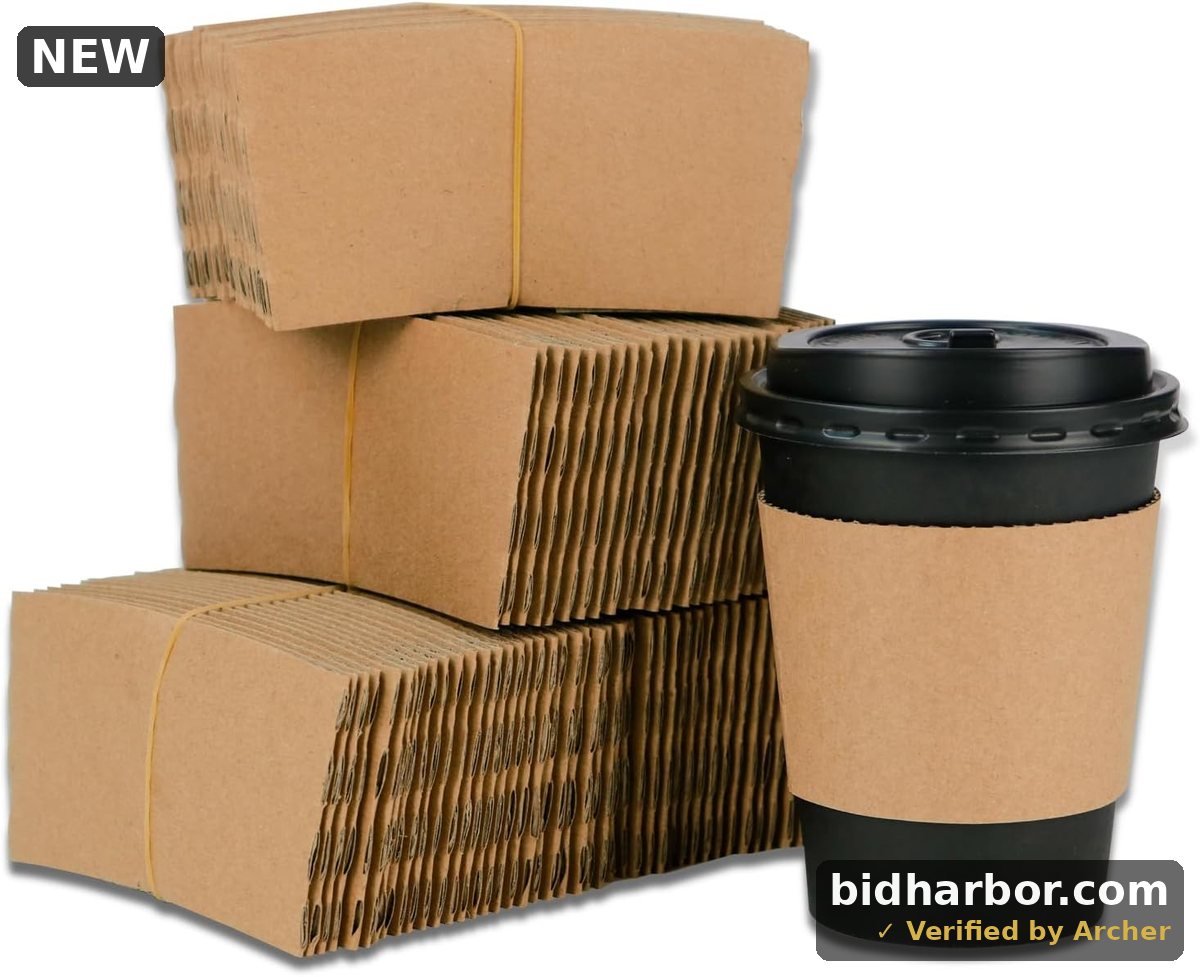 kwkwoice® Cup Sleeve (Kraft Paper) Coffee Cup Anti-scalding Sleeves Reusable Suitable for 10oz to 24oz Disposable Drink Cups (Pack of 100)