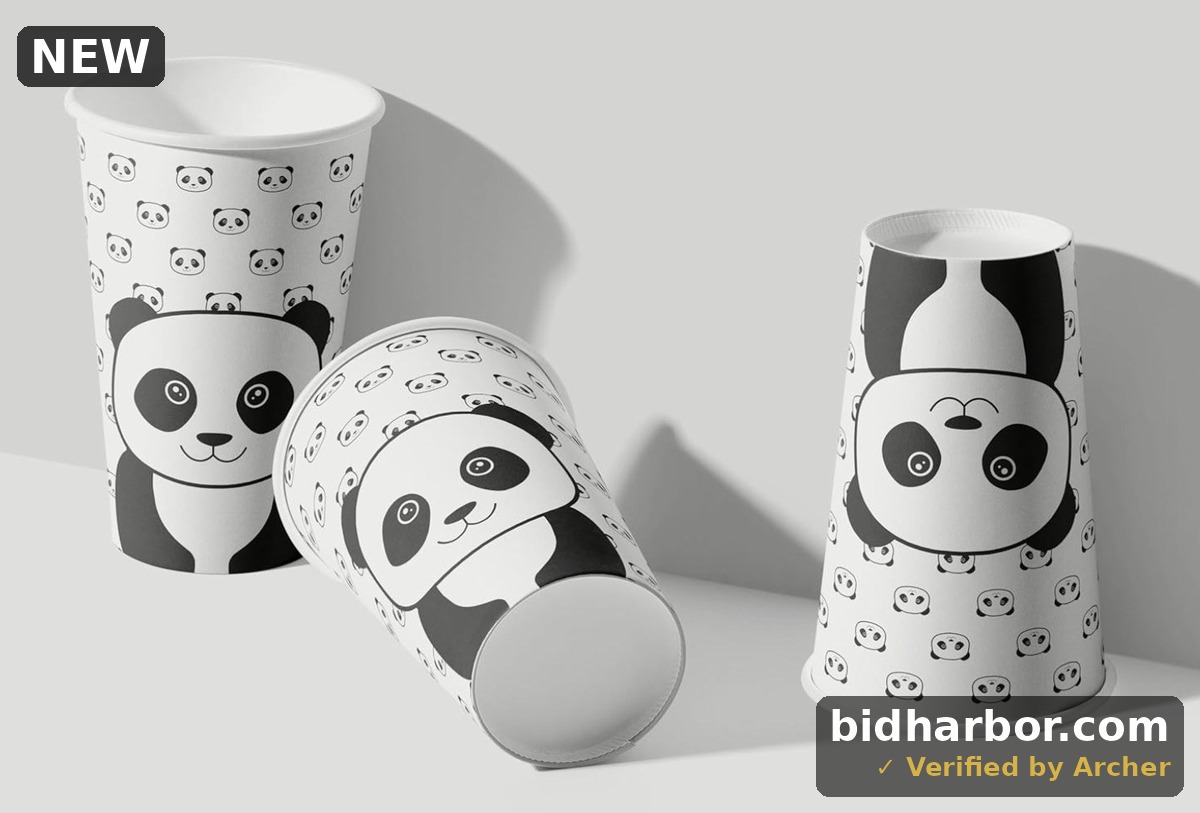 VACA 16 oz Panda Pattern Disposable Paper Cups Coffee Cups Thickened Paper Hot Cold Coffee Cups, 30 Count