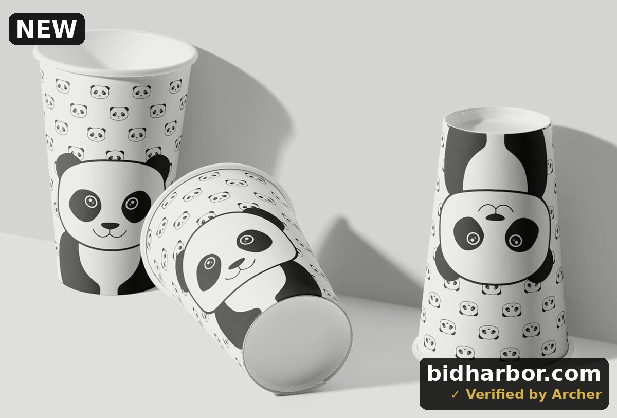 VACA 16 oz Panda Pattern Disposable Paper Cups Coffee Cups Thickened Paper Hot Cold Coffee Cups, 30 Count