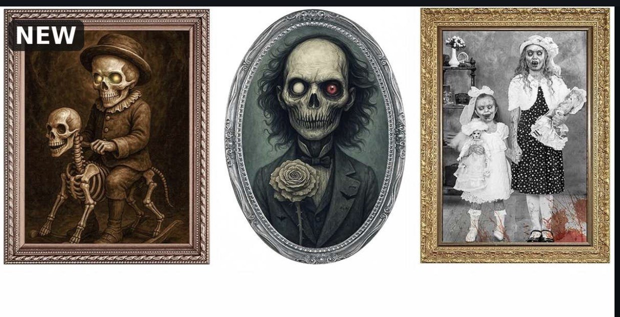 3 Pack - Halloween Decorations Indoor Scary Wall Decor, 3D Changing Face Moving Picture Frames Portrait, Gothic Horror Poster Castle Haunted House Mansion Decor Decoration Party Supplies