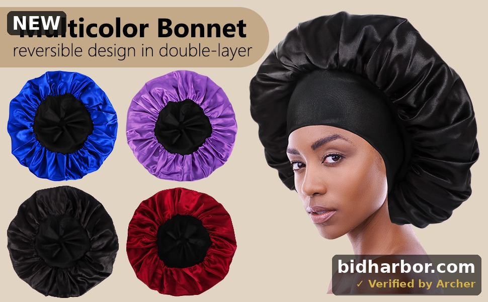 1pcs Satin Silk Bonnet for Men Women, Double Layer Reversible Silk Hair Bonnet for Sleeping Women Men, Mens Bonnet for Curly Hair