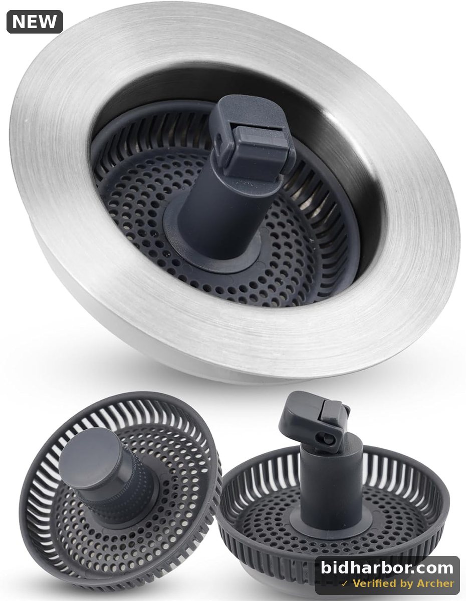 Hygie Rinse 3 in 1 Kitchen Sink Stopper Strainer, Upgrade 304 Stainless Steel Pop Up Sink Drain Strainer Equiped with Additional 2pcs Strainers, for US Standard 3-1/2 inch Drain Filter, Anti-Clog