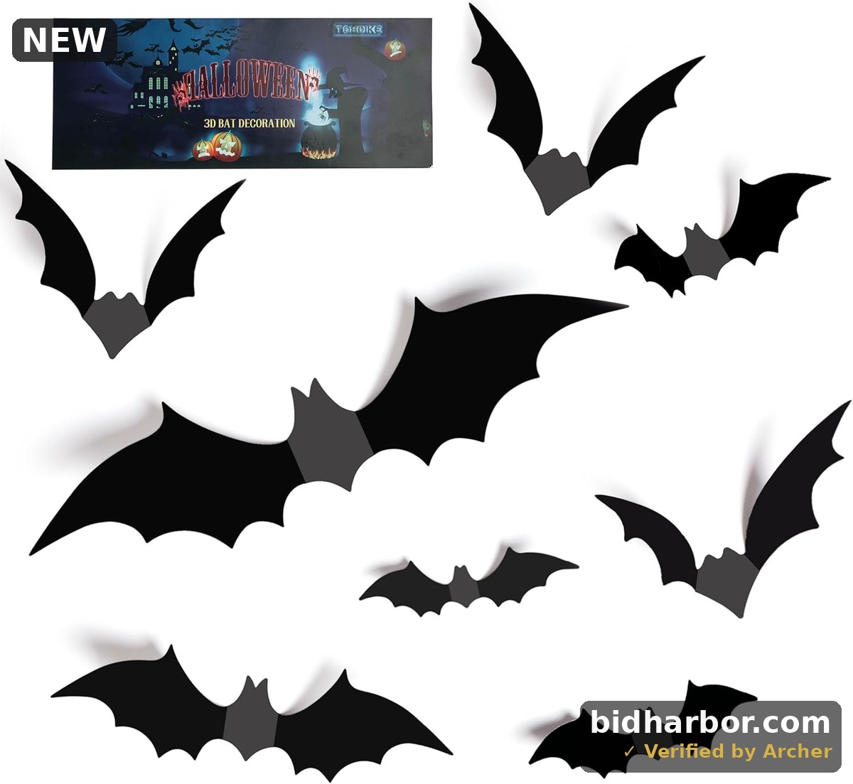 TDHDIKE Halloween Decorations Bats Wall Decor Halloween Party Decorations Indoor Outdoor Decor Supplies, 64 Pcs Reusable PVC 3D Black Bats Stickers for Creepy Home Bathroom Decor