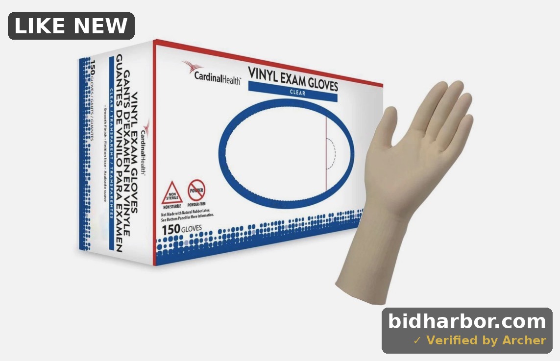 Pack of 150 Cardinal Health Vinyl Exam Gloves - Size Small