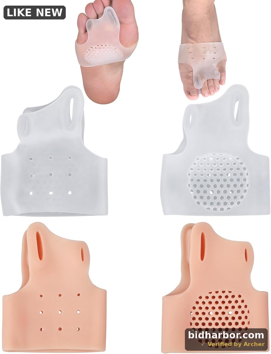 4pcs Gel Toe Separators – Silicone Soft Metatarsal Pads, Reusable Washable Toe Spacers for Women & Men (White)