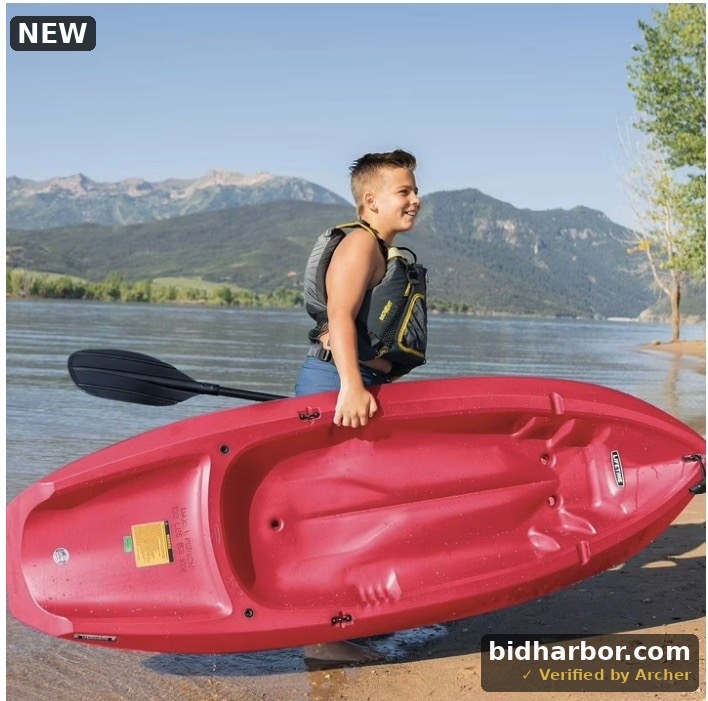 Lifetime Wave 6 ft Youth Sit-On-Top Kayak with Paddle, Fire Red (91401)