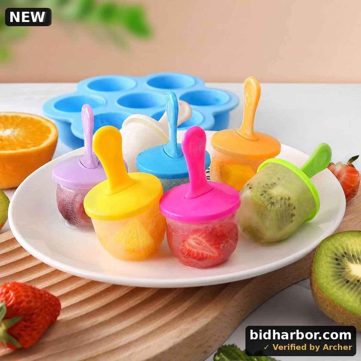 Silicone Popsicle Molds, Ice Pop Molds, Storage Container for Homemade Food, Kids Ice Cream DIY Pop Molds - BPA Free (Blue)