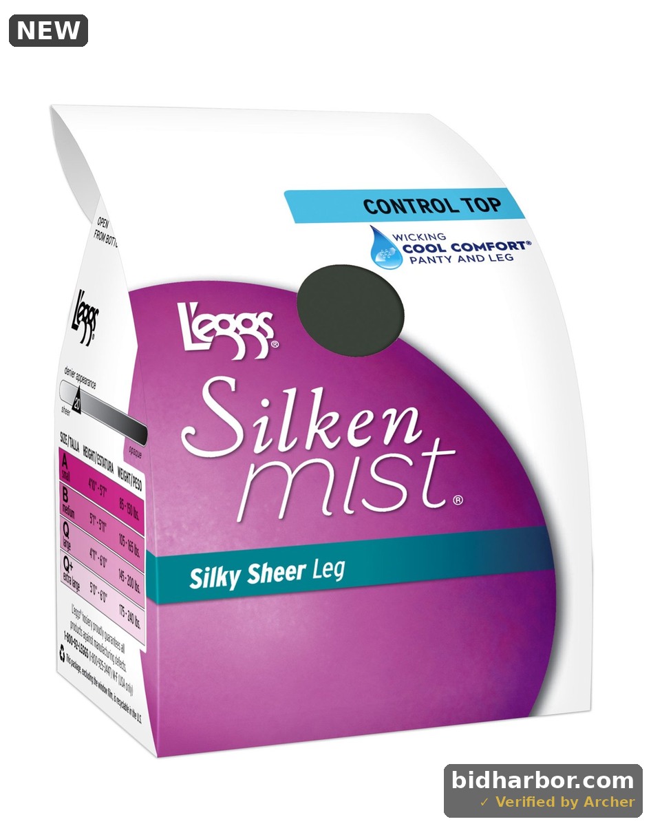 L'eggs Silken Mist Control Top Sheer Toe Pantyhose, Black, Size A, 4-Pack