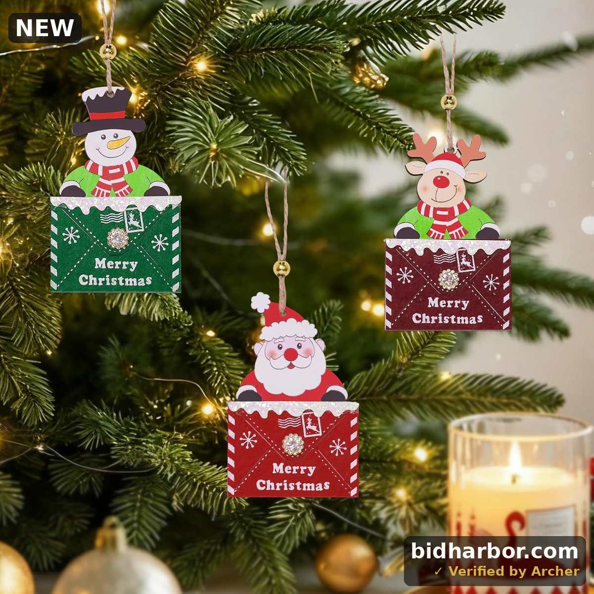 Wooden Christmas Rocking Horse Ornament — Hand-Painted Folk-Art Style with Red Body, White Scrolls, Brass Bells & Green Rockers (Hanging Jute Twine, Made in China) — Traditional Scandinavian-Style Holiday Tree Decoration