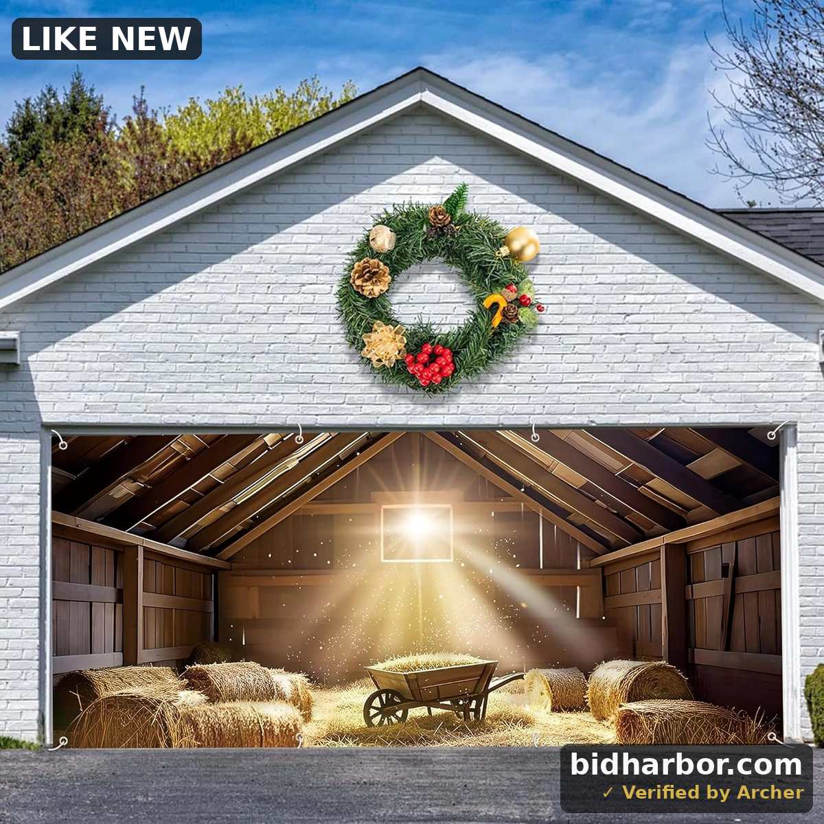 Christmas Nativity Garage Door Cover, 6 x 13 FT Christmas Manger Backdrop Banner – The Birth of Christ Hanging Backdrop Decoration for Xmas Holy Night Scene Religious Outdoor Church Party Supplies