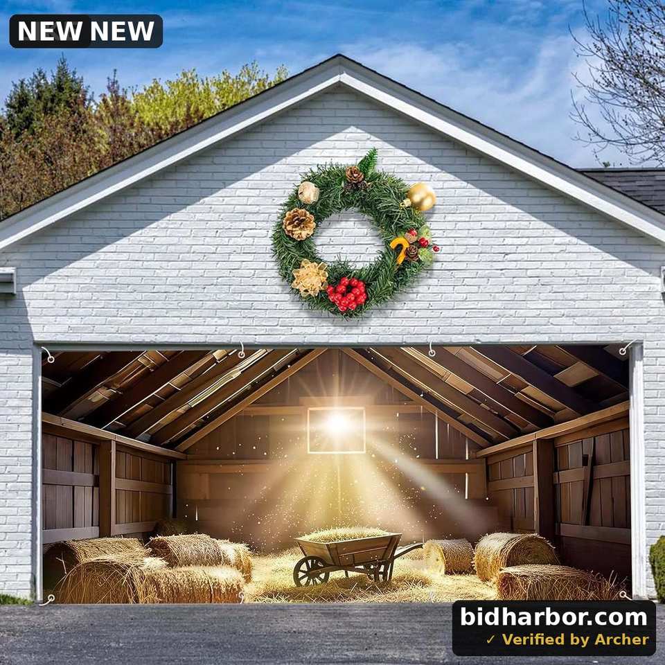 Christmas Nativity Garage Door Cover, 6 x 13 FT Christmas Manger Backdrop Banner – The Birth of Christ Hanging Backdrop Decoration for Xmas Holy Night Scene Religious Outdoor Church Party Supplies