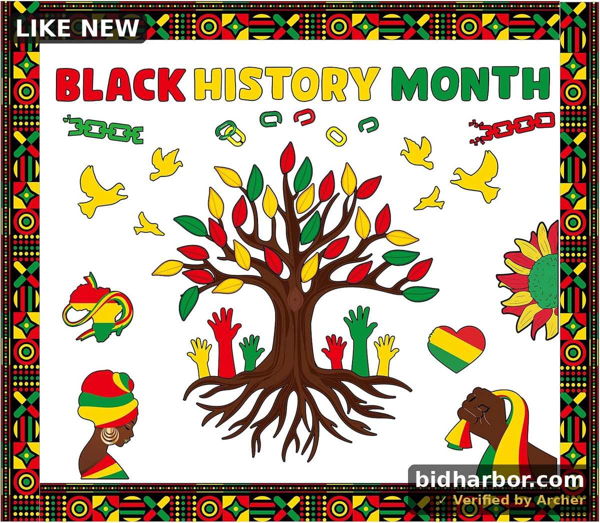 Black History Month Bulletin Board Set, February Holiday Black Pride Juneteenth Bulletins Strips Board Trim Wall Decor for African American Classroom Wall Blackboard Background Home