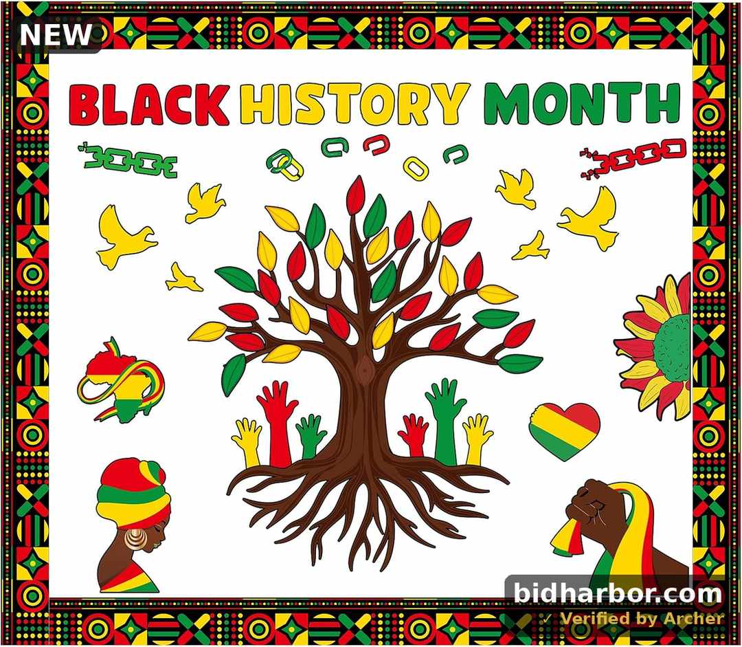 Black History Month Bulletin Board Set, February Holiday Black Pride Juneteenth Bulletins Strips Board Trim Wall Decor for African American Classroom Wall Blackboard Background Home