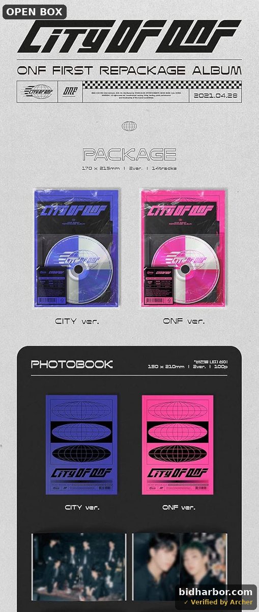 ONF City of ONF 1st Repackage Album City Version CD+100p PhotoBook+16p Lyric Book+2p PhotoCard+2p Citizenship Card+Newspaper+Message PhotoCard Set+Tracking Kpop Sealed