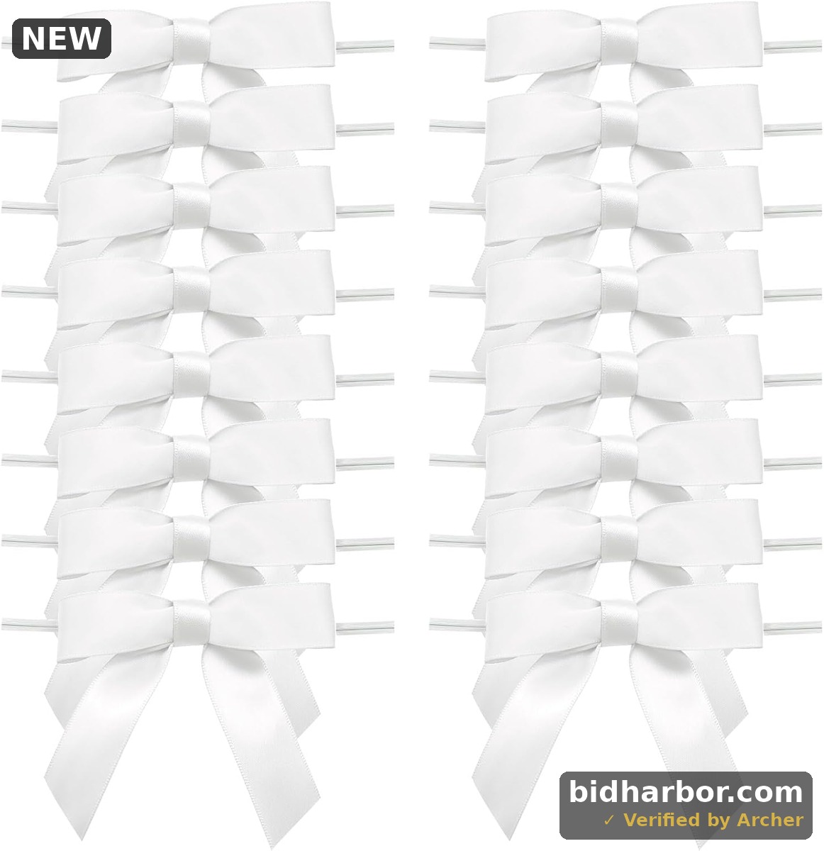 30 PCS 3" White Satin Ribbon Bow Pre-Tied Twist Bows Ribbon for DIY Crafts Bakery Candy Bags Gift Wrapping and More