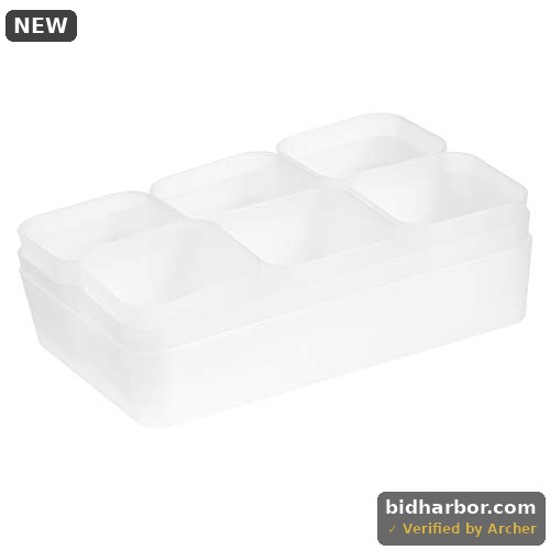 Amazon Basics Stackable Desk Drawer Organization Set, Frosted - 9 Pack - Pack of 9