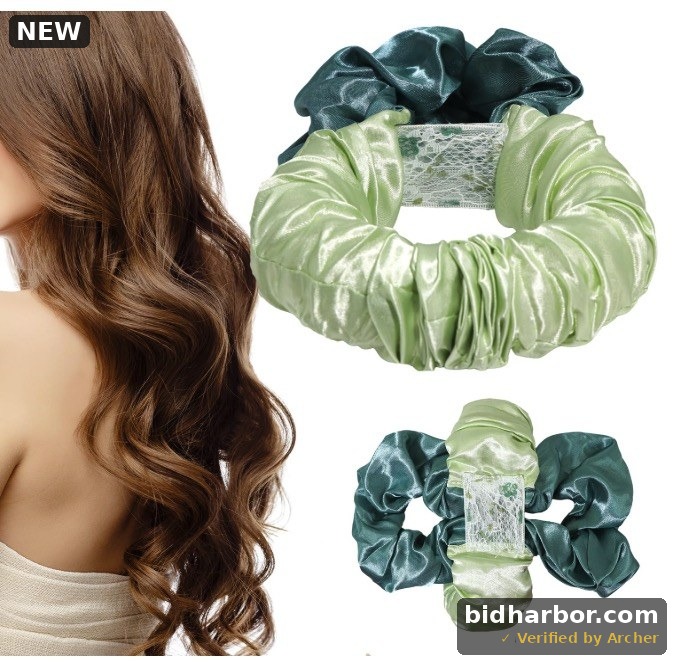 Heatless Hair Curler, Hair Curlers Overnight to Sleep In, Heatless Curling Scrunchie for Women Soft Silk Lazy Rollers Headband for Long Hair Overnight (Green, 1PCS)